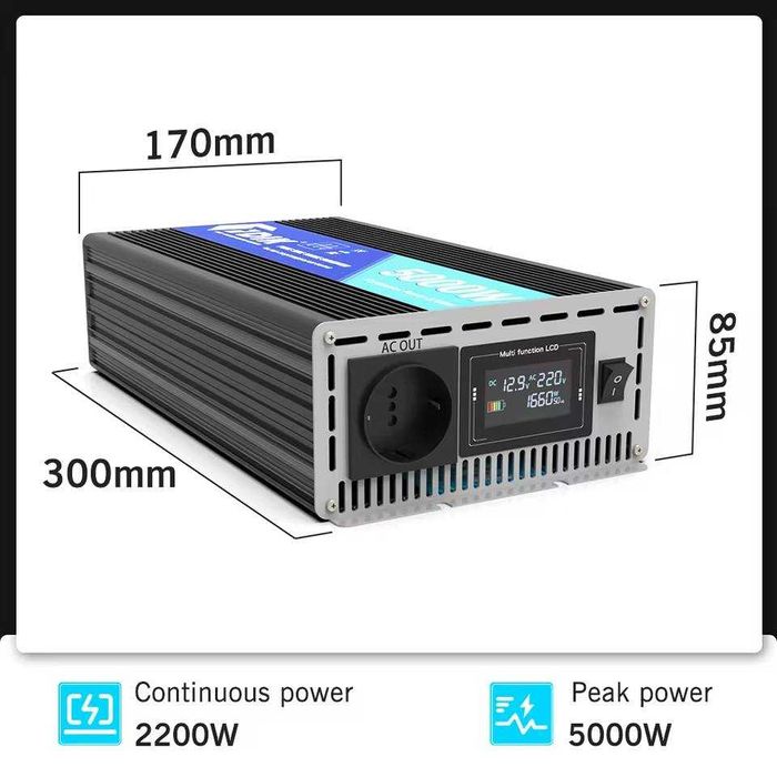 Інвертор FDIK 5000Вт 12В→220В | Чиста синусоїда для дому та майстерні