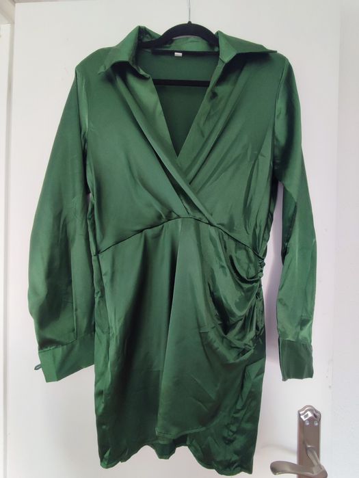 Vestido Acetinado Verde Shein