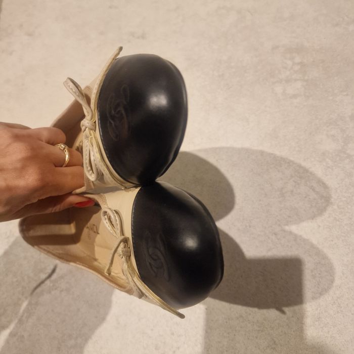 Baleriny Chanel  beżowo czarne rozmiar 37 wkładka 23cm