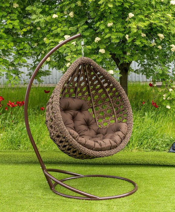 Подвесное кресло кокон Колибри Премиум. Садовая качеля гамак ротанг