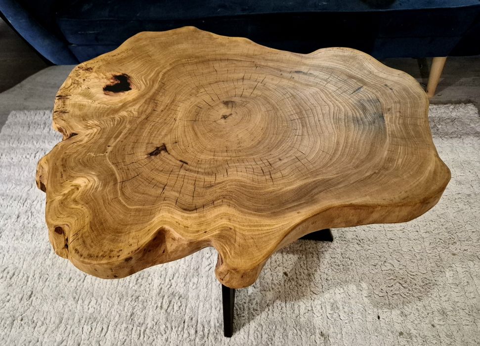 Stolik kawowy 77x63cm PIĘKNY OKAZ live edge plaster drewna
