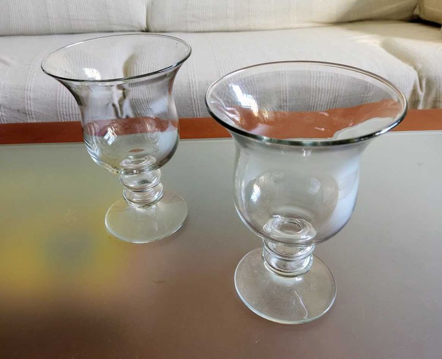 Par de porta velas em vidro Marinha Grande