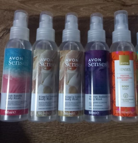 Avon mgiełki senses simply luxurious pink sands lawenda Raspberry peon