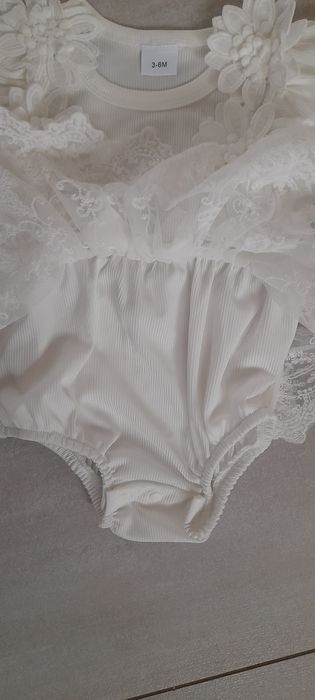 Nowa sukienka na chrzest 3-6, 62-68 body  haft koronka