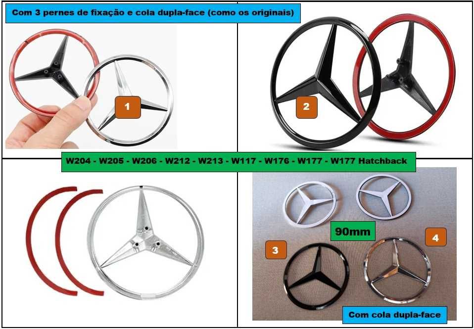 4 centros de jantes 75mm Mercedes Benz azul, preto, prateado Etc.