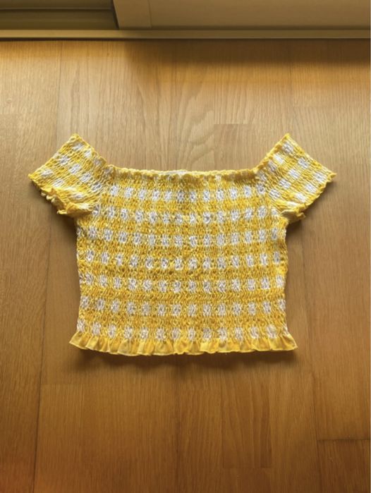 Top Justo Xadrez Amarelo New Yorker