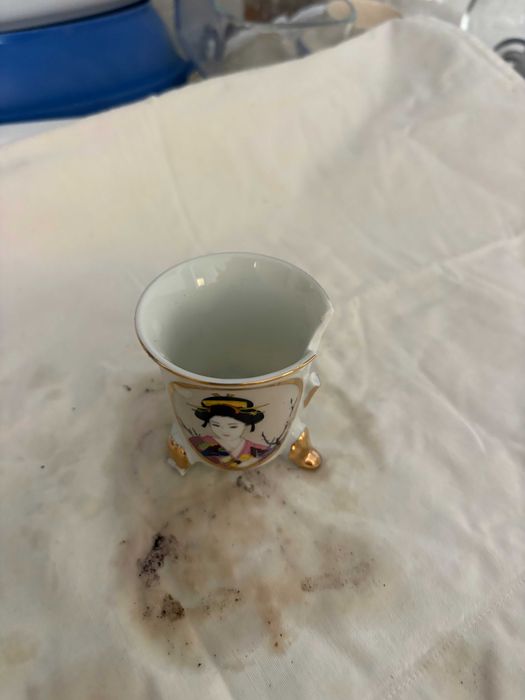 conjunto de chávena e pires antigo loiça chinesa