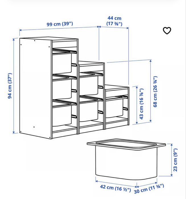 Regał Ikea z sześcioma pojemnikami