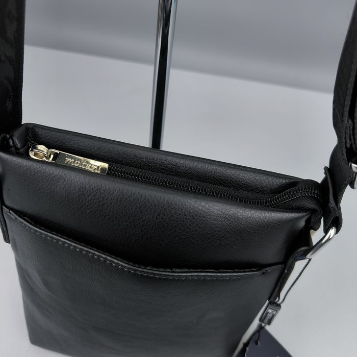 Сумка чоловіча Moltani еко шкіра через плече мужская черная эко кожа