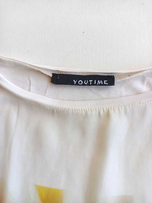 T-shirt oversize z biedronką YOUTIME M/38 łączone materiały #1476