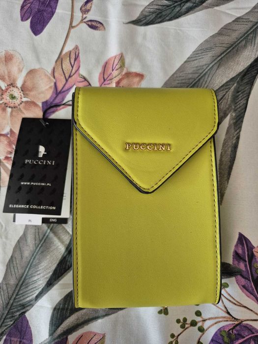 Puccini torebka na ramię na telefon, skóra LIMONKA PASEK CROSSBODY