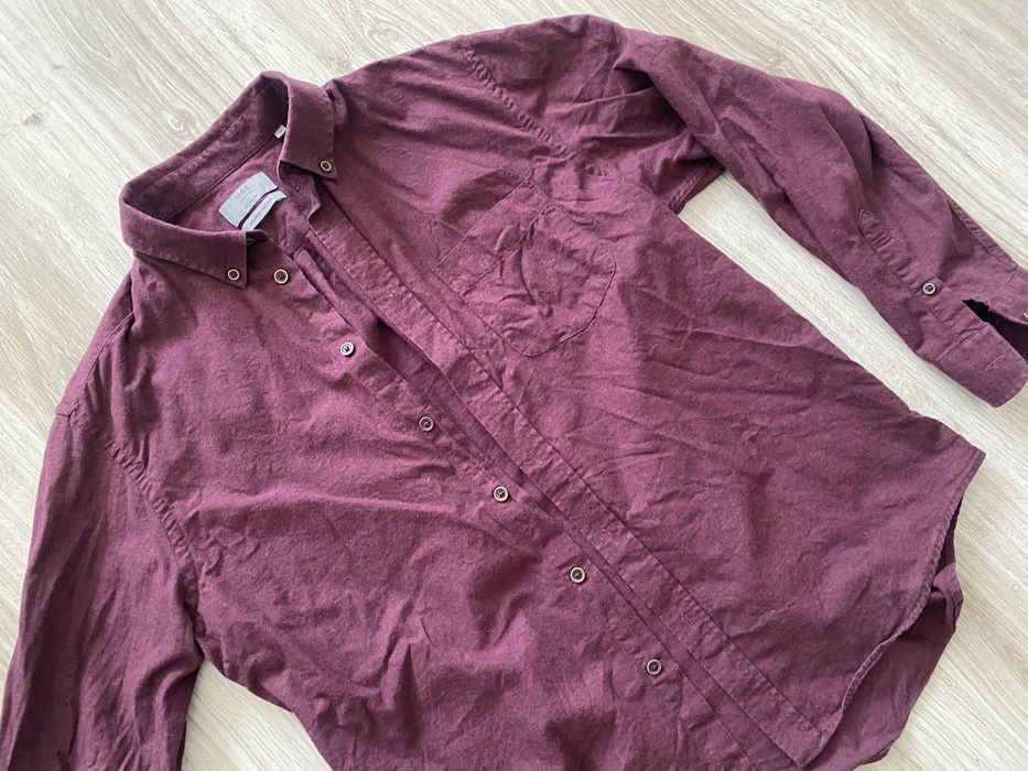 Bordowa flanelowa koszula Mark&Spencer m bawełna