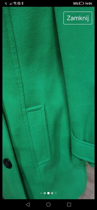 Piękny ciemno zielony płaszczyk do kolan płaszcz r. L 40