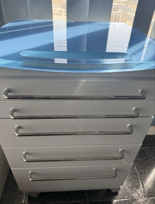 Dentista móvel SARATOGA consultório com bancada em vidro