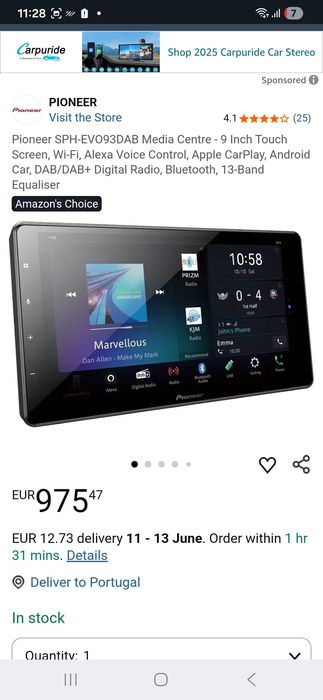 Autorrádio Pioneer SPH-EVO93DAB - Topo de Gama Como novo está preparado para  aplicar em viaturas como 1 dim e como 2 dim.