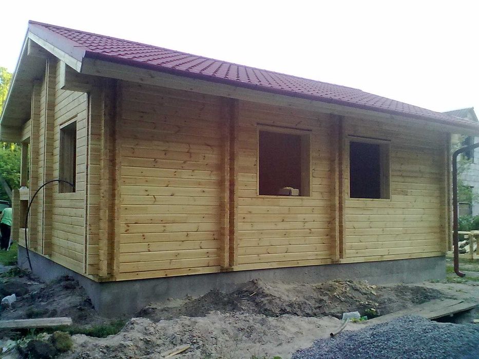 Domek drewniany letniskowy, całoroczny, 35 m2 ściana ,grubość  44mm