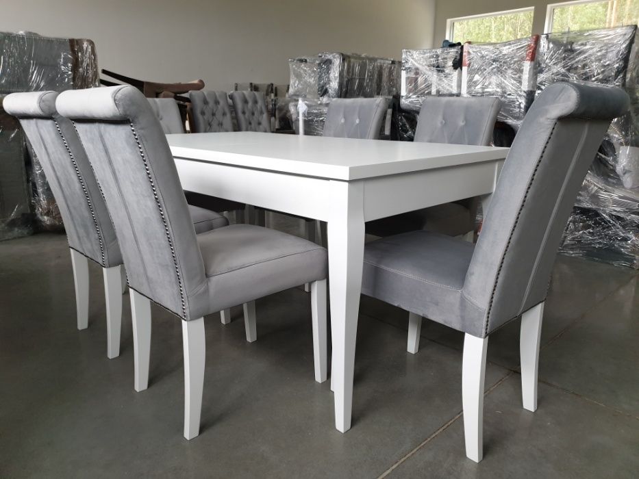 Krzesło glamour pikowane szare białe  tapicerowane PRODUCENT nowe