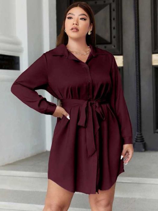 Свободное атласное платье рубашка