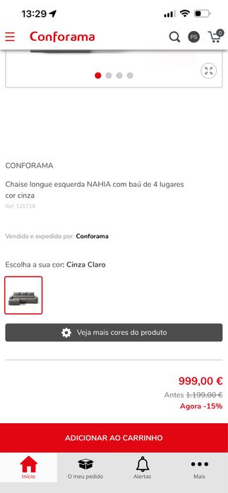 SOFA *NOVO Chaise longue NAHIA 4 lugares da conforama