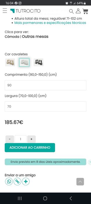 Mesa de vidro com cavalete