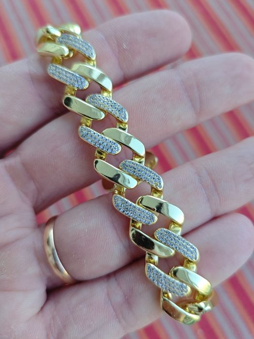 Pulseira Ouro 14k diamantes Moissanites