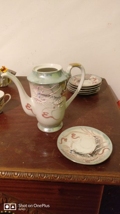 Conjunto chá japonês casca de ovo pintado à mão