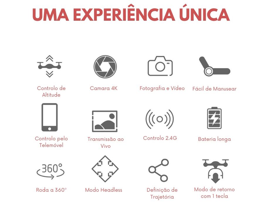 DRONE CONDUÇÃO FÁCIL  (Filma em HD 4K)