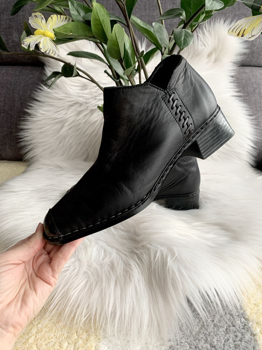 Rieker 38 czarne botki skóra naturalna