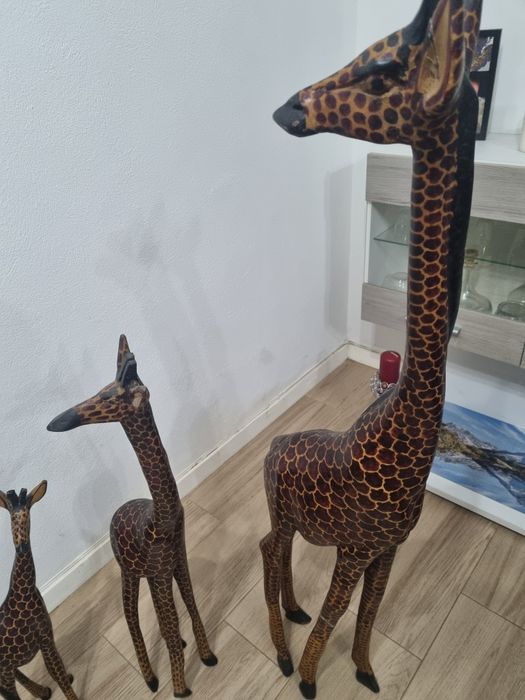 Coleção  girafas de madeira