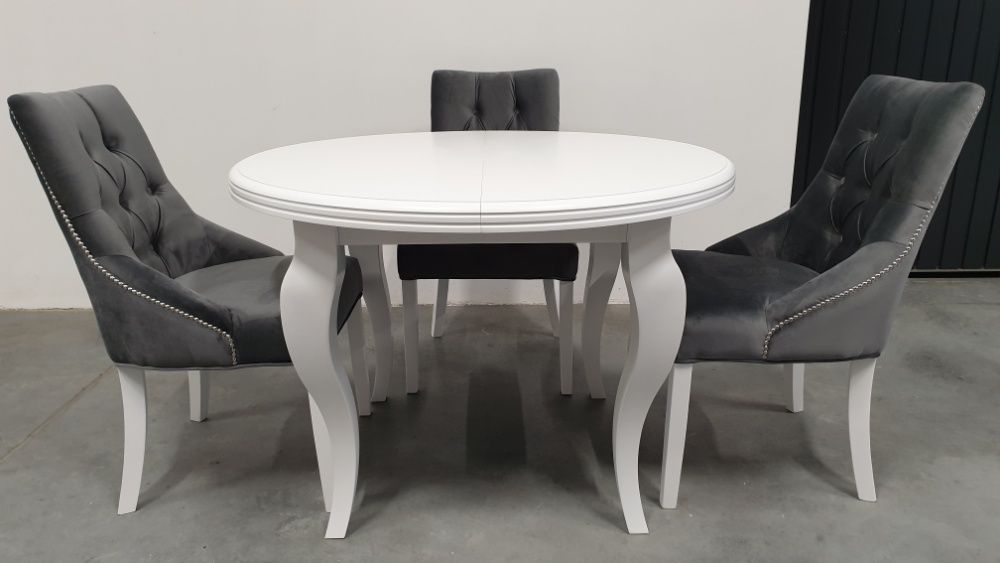 Stół okrągły+4 krzesła chesterfield wygodne pikowane Producent