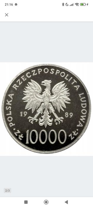 Moneta; 10000zł, Jan Paweł ll, 1989r
