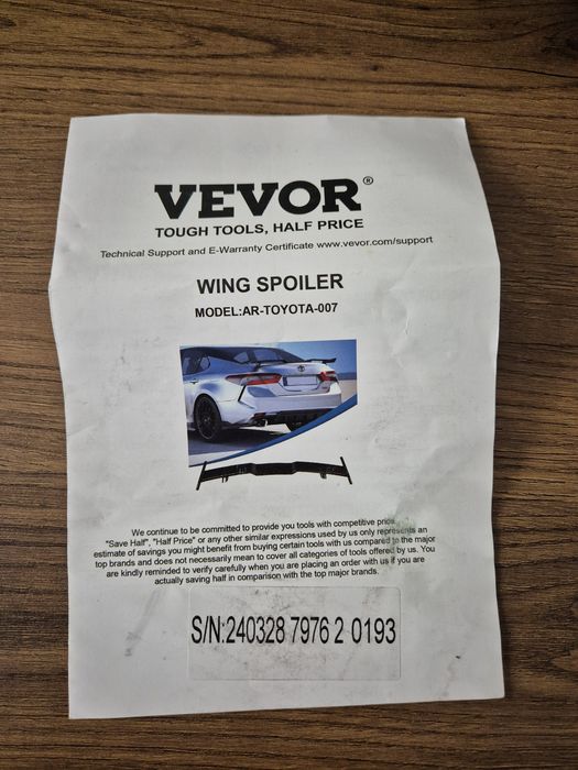 Spoiler / Aileron traseiro estilo GT Racing
