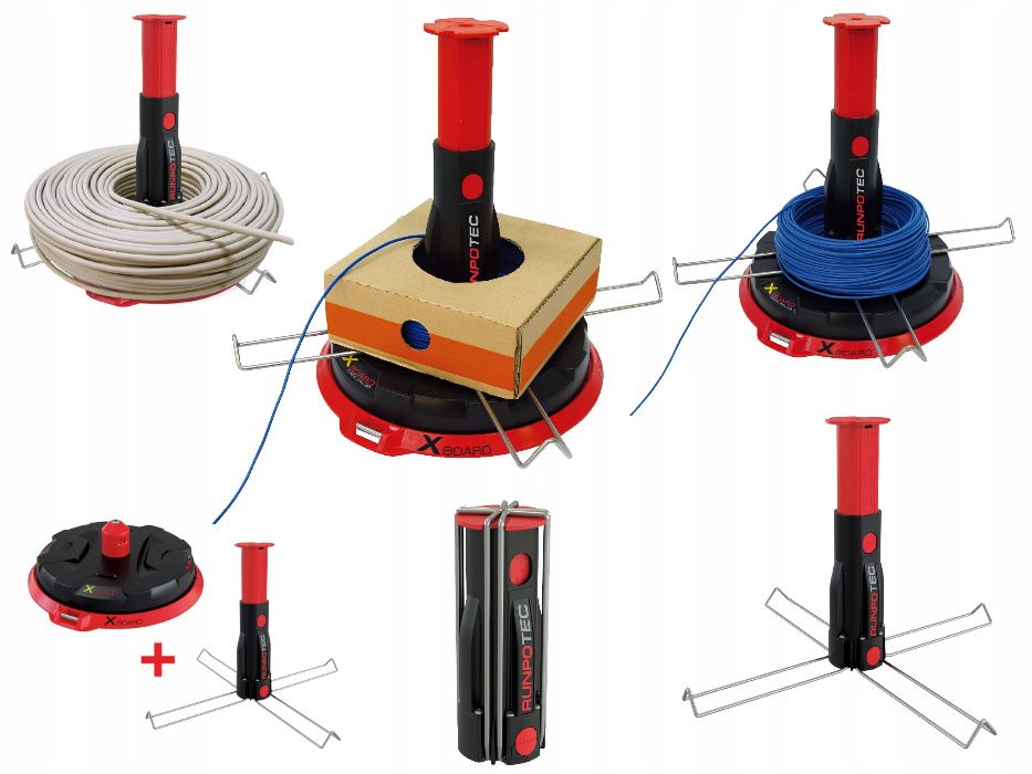 Runpotec XB300 + Adapter, rozwijak, stojak do kabli i przewodów