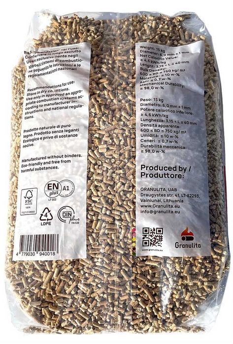 Pellet pelet Granulita certyfikat ENplusA1, 33 worki (0,495t.)