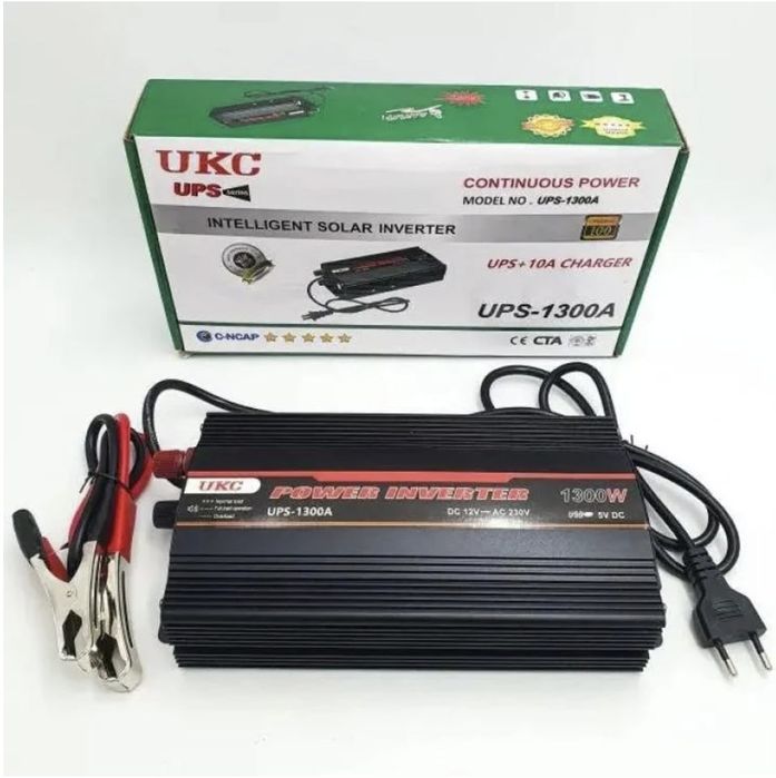 Перетворювач инвертор UPS з вилкой зарядкою AC/DC на 1300W Charger 10A