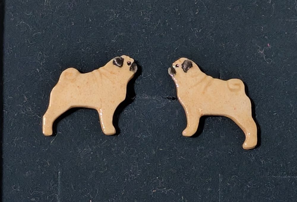 Kolczyki wkręty pieski pies buldog francuski dla dziewczynki