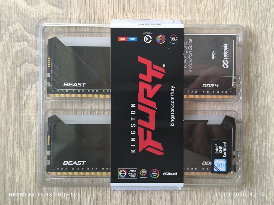 Pamięć RAM ARGB DDR4 16GB (2x8) 3200 CL16 Kingston Fury Beast