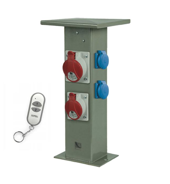 Słupek aluminiowy sterowany pilotem 2x16A 230V | 1x16A/1x32A 5P 400V