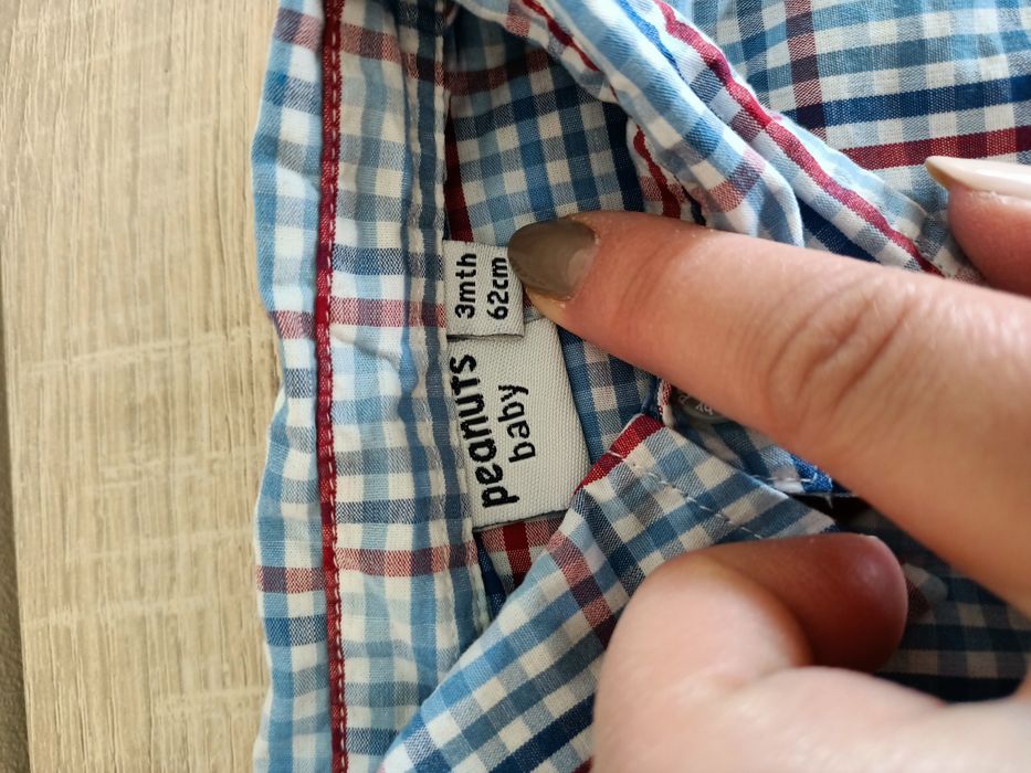 R. 62 koszula dla niemowlaka w kratę długi rękaw