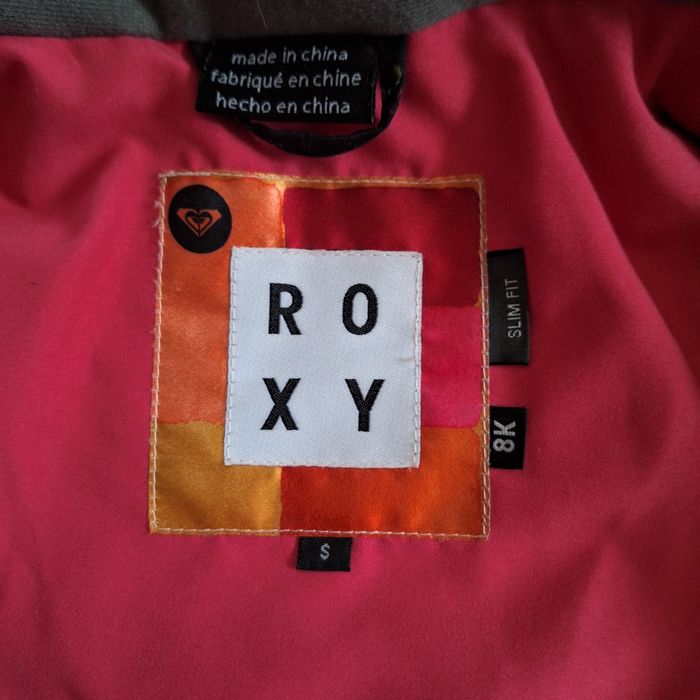 Kurtka narciarska, 8K, czarna w różyczki (Roxy) S