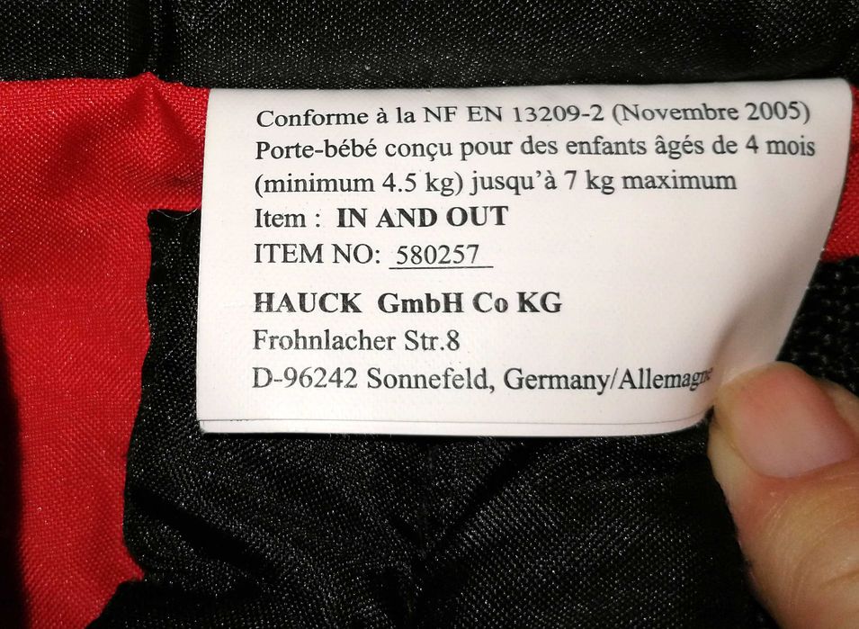 Nosidło do noszenia dziecka / niemowlaka 4,5 - 7 kg Jeep - Hauck