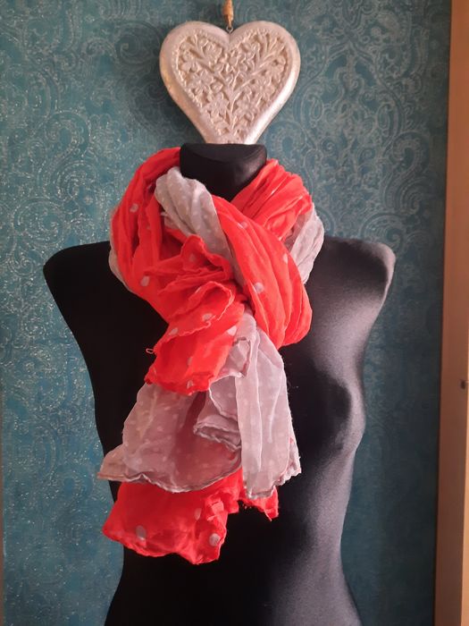 Dwukolorowy szal w groszki 100x160