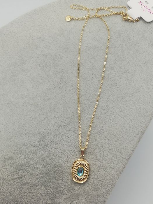 Naszyjnik stal chirurgiczna błękitne oczko