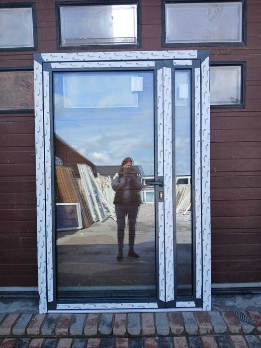 Nowe Drzwi zewnętrzne aluminiowe antracyt 140x210 antracytowe DOWÓZ