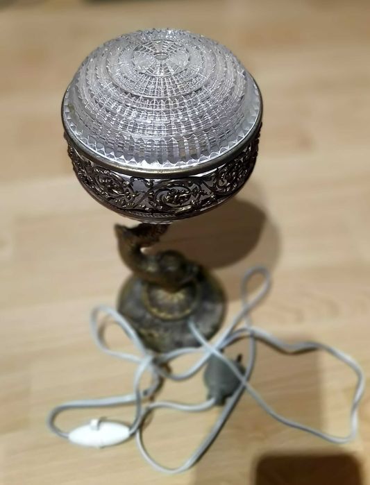 Lampa antyk XIX/XX wiek mosiądz, kryształ Francja