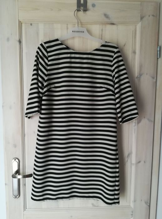Czarno kremowa sukienka w paski pasiasta Atmosphere Primark 36 S
