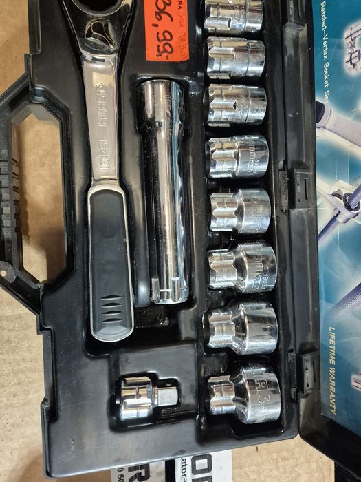 SATA klucze nasadowe 19-34 CV 1/2" 12 SZT 6-KĄTNE metryczne przelotowe