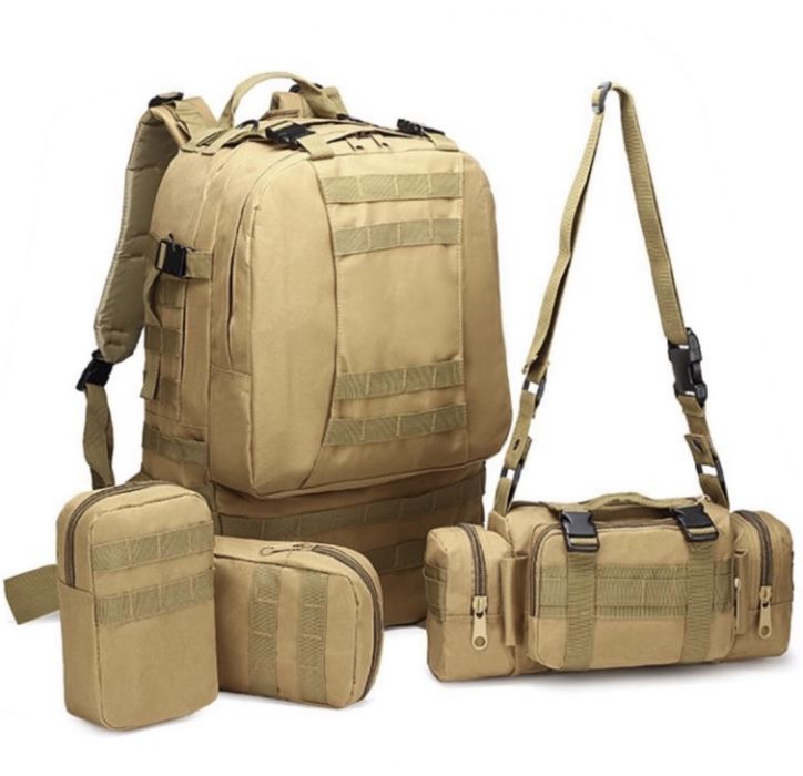 Тактический Штурмовой Военный Рюкзак с тремя подсумками на 50-60литров