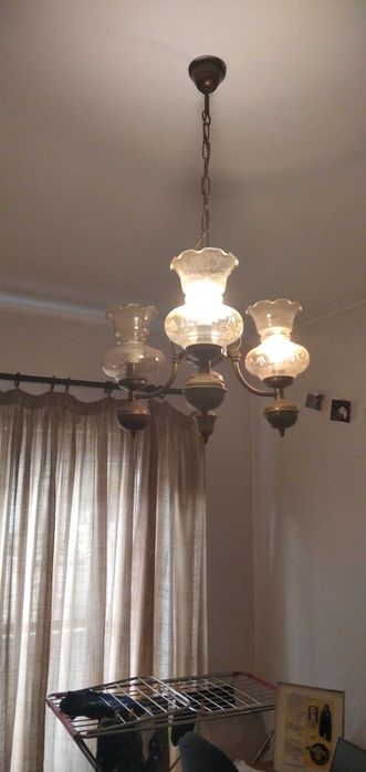 Candeeiro 3 lâmpadas  Clássico em Bronze/Latão