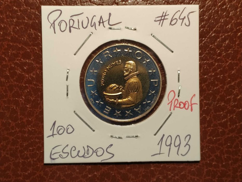 B380 moeda Proof de 100 escudos de 1993 (bimetálica) - Portugal
